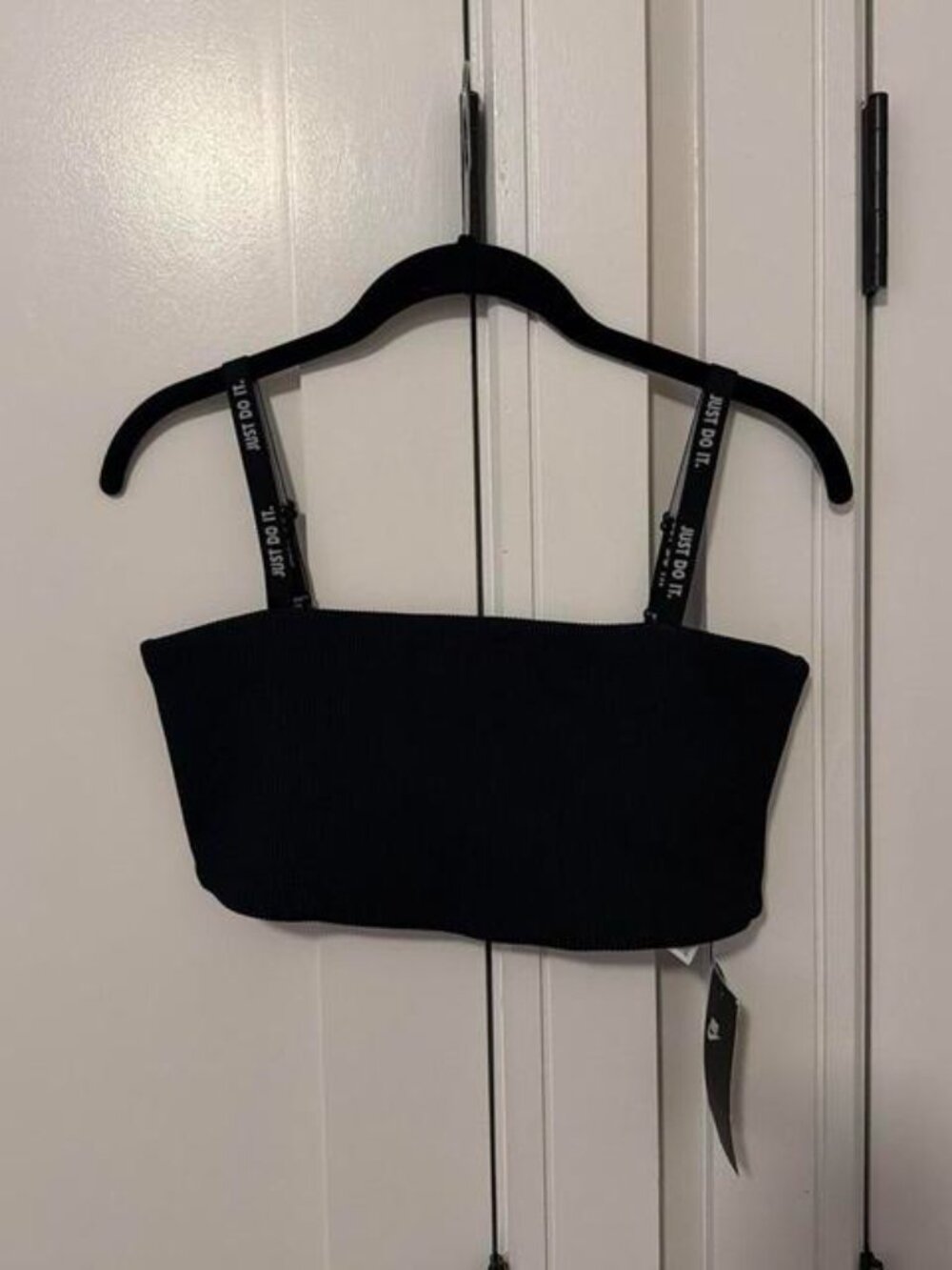 Black ribbed crop top with adjustable straps